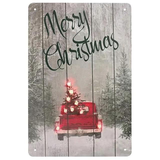 Vintage Merry Christmas Metal Tin Sign Rustic Wall Art Plaque for Home Cafe Garden Bar Club Man Cave Perfect Holiday Decor