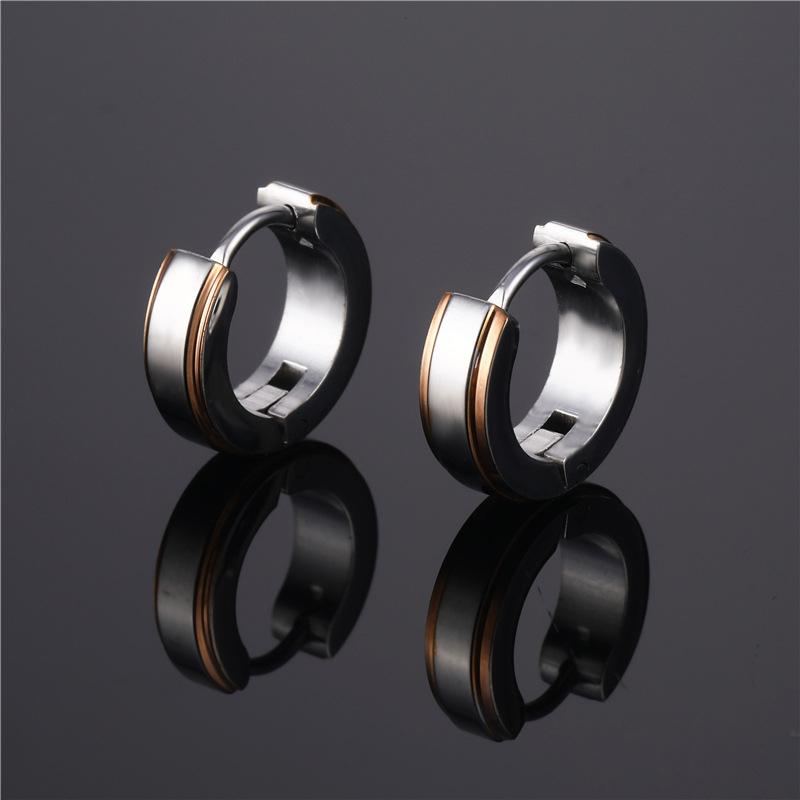 Простые полосатые серьги-кольца из нержавеющей стали, противоаллергические серьги с пряжкой для пирсинга для женщин и мужчин, уличные серьги