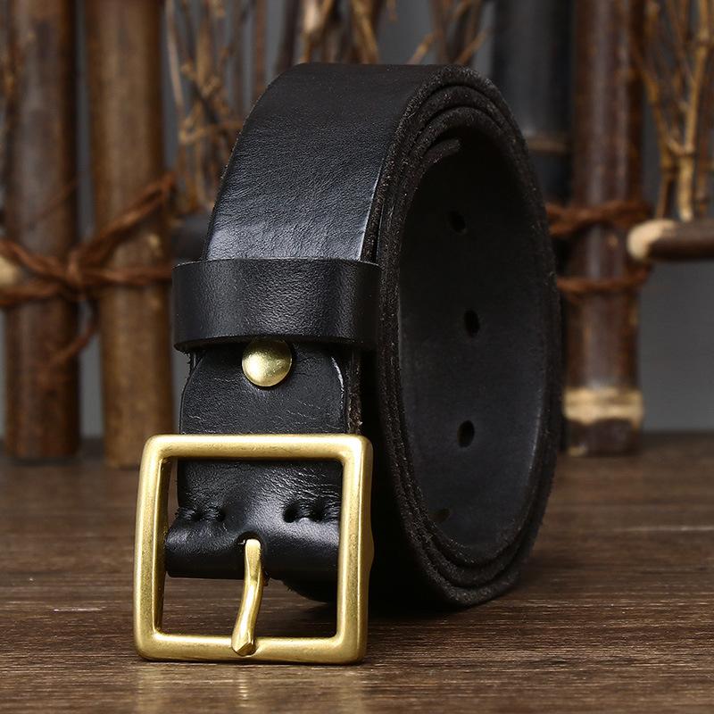 Мужской и женский универсальный ремень ретро пара латунная пряжка ремень кожаный пряжка из натуральной коровьей кожи корейский стиль универсальный