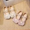 Girls Princess Shoes 2025 Summer New Children's Leather Shoes Crystal Shoes Girls Single Shoes Fashion Spring and Autumn Shoes Soft Sole
