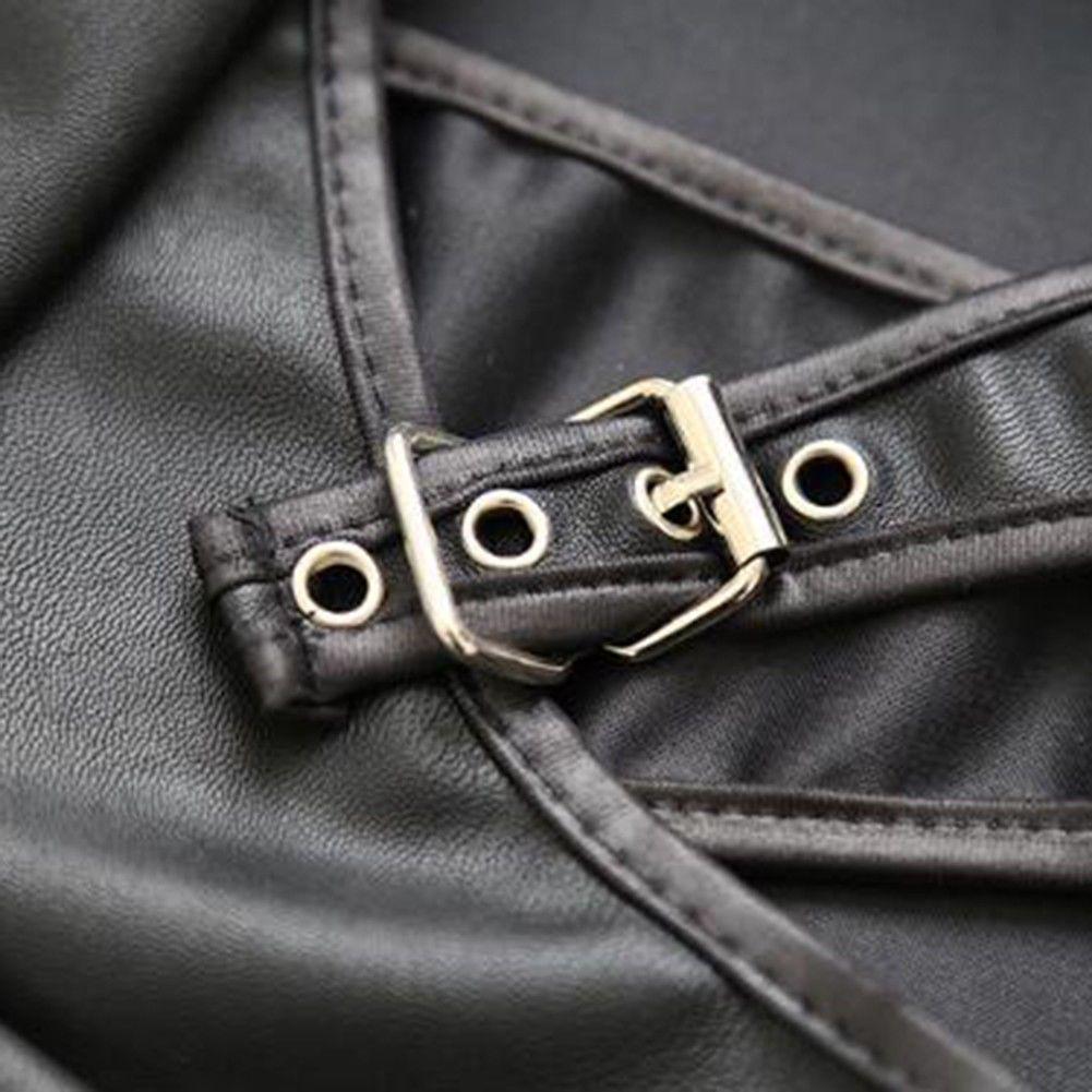 Мини-юбка из искусственной кожи на шнуровке, фетиш с открытыми бедрами, бондаж, клубная одежда, новинка