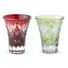 Пара стеклянных чашек Kiriko для японского сакэ Ochoco Диаметр x 60 см3 Star Fan Красный Зеленый №760777 J-kitchens 6.2 7.8 см &