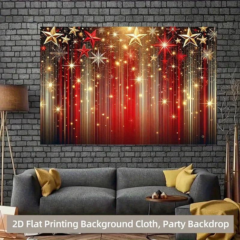 2D Flat Banner, 1 piece - Starry and flashing light background banner - Red and flashing party background