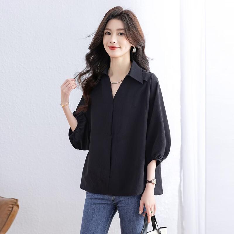 Sybelle Women's Solid Lapel Commuter Blouse