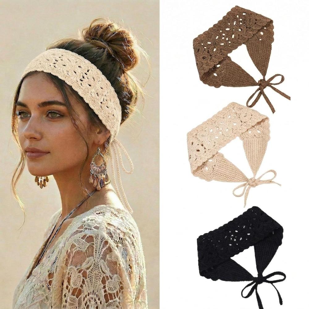 Handmade Headband Floral Head Kerchief Retro Knit Hair Band