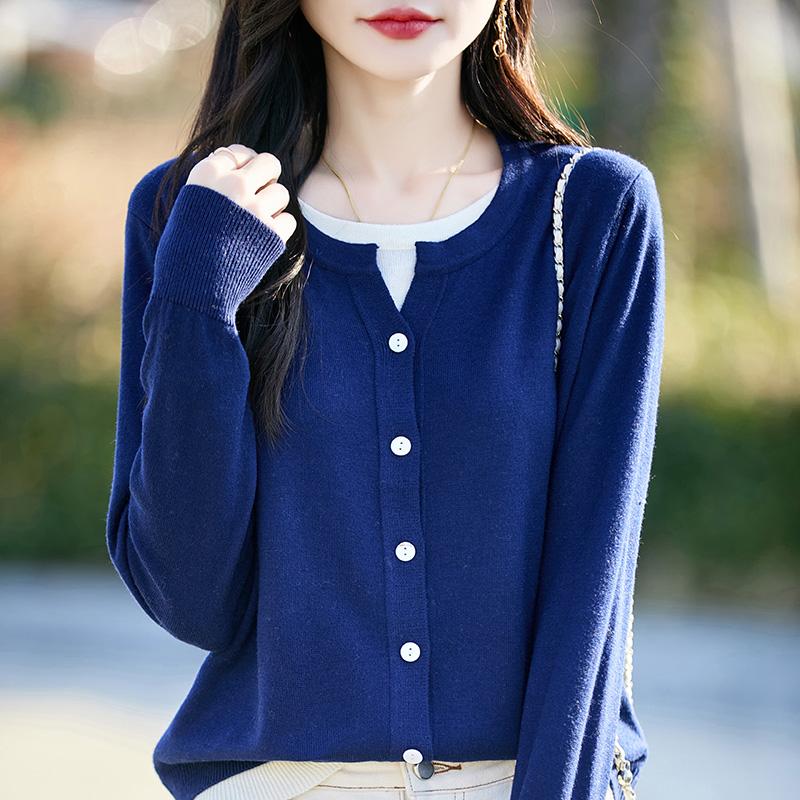 Women's Lightweight 50% Wool 50% Mulberry Silk Cardigan - 4-Season Versatile Knitwear for All-Year Comfort & Style