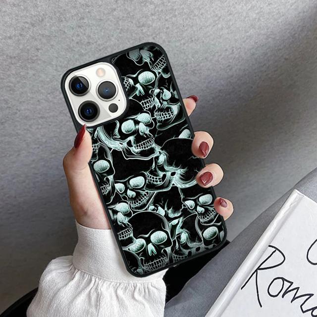 Крутой готический чехол-бампер с черепом для iPhone 17 Air 16 15 14 plus 12 13 pro max coque Shell Fundas