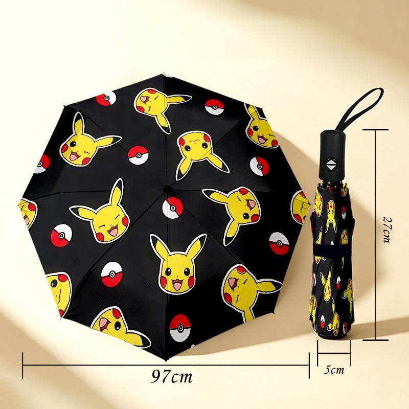 Pikachu Party 8 Ribs 3Fold Black Glue Uv Protection Umbrella Sun Protection Rainproof Compact Folding Umbrella For Travel Daily Use C923628