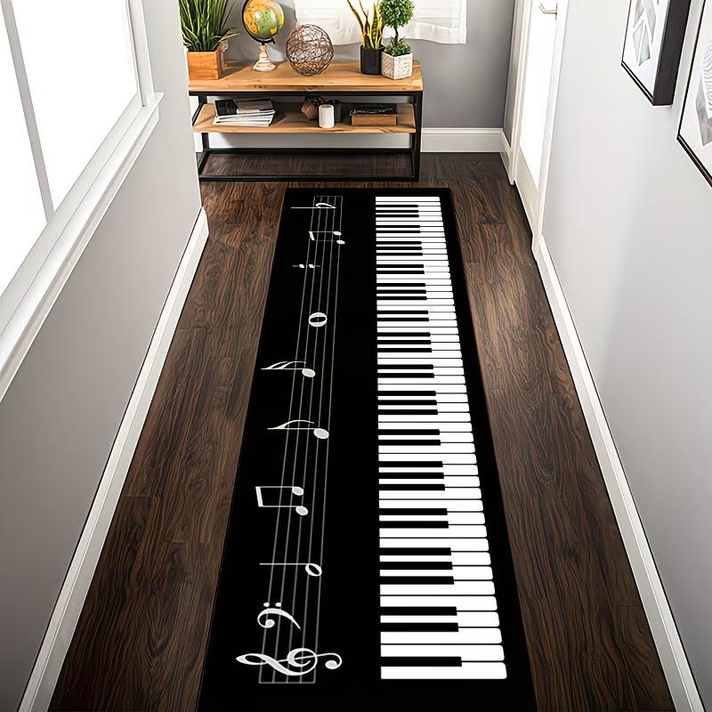 Modern Piano Key Music Note Runner Rug Non-slip Soft Floor Mat Musical Art Carpet for Hallway Kitchen Bedroom Home Decor Gift