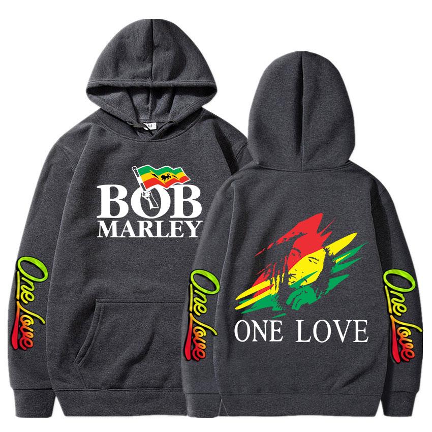 Толстовки с капюшоном Rapper Bob Marley Legend Reggae One Love Толстовки с капюшоном для мужчин и женщин Модные свитера с длинным рукавом большого размера Уличная одежда