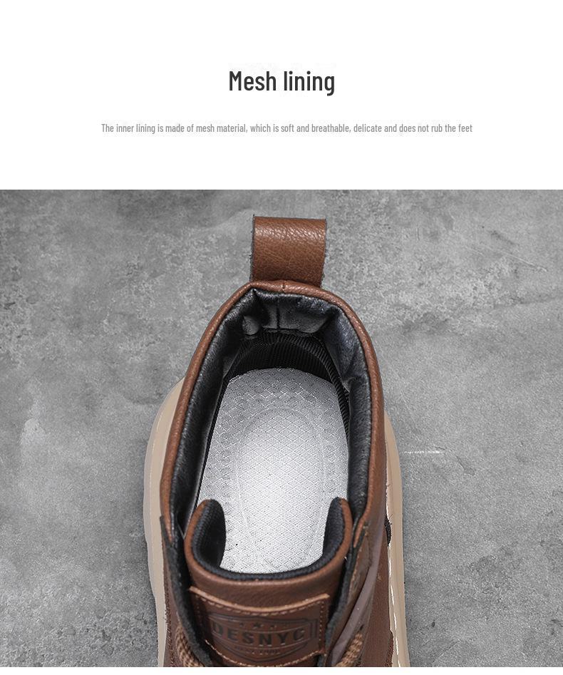 2024 Men's Black Leather High-Top Martin Boots: Retro, Thick-Sole Casual for Autumn/Winter