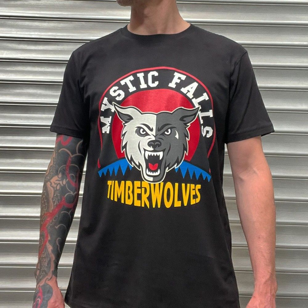 Unisex shirt Cotton Oversize Large Size Vampire Diaries Mens & Womens Mystic Falls High School Timberwolves T Shirt
