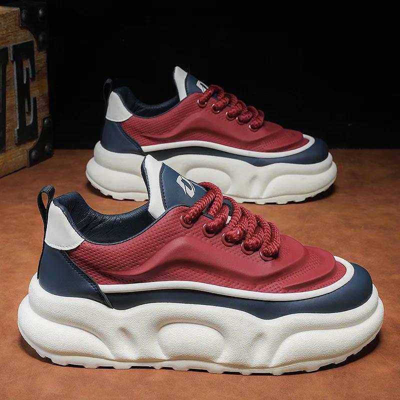 Модная мужская обувь весна-осень на толстой подошве, модная уличная обувь для фотосъемки, повседневная обувь для молодежи, спортивная обувь для бега с противоскользящим покрытием