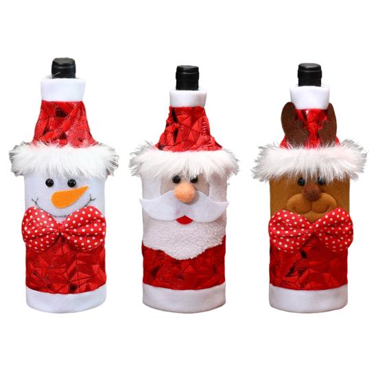 Рождественская винная бутылка Чехол Санта Снеговик Олень Красная винная бутылка Чехол Праздничный стол