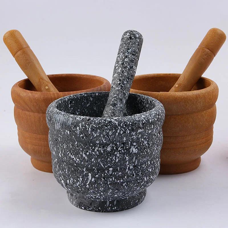 Кухонное ручное устройство для измельчения специй и перца, деревянный цвет, ручная чесночная ступка и набор пестиков