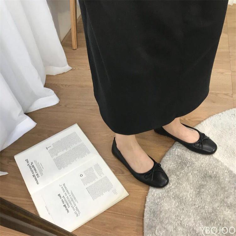 2025 Женские ретро туфли на мягкой подошве с круглым носком и неглубоким вырезом, балетки с элегантным бантом-бабочкой, прочные, удобные, повседневные