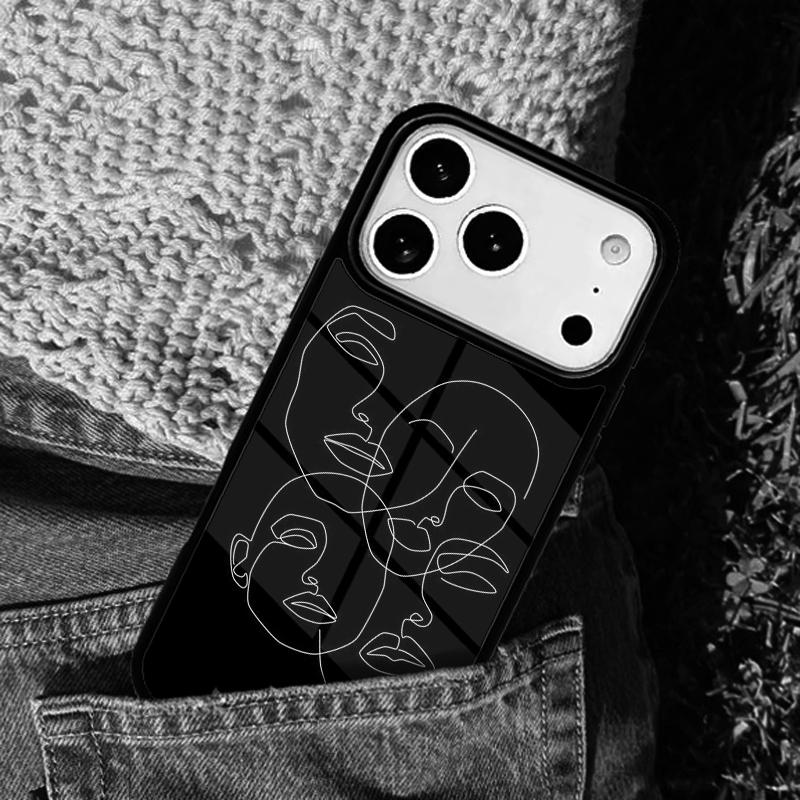 Постер Минималистичное лицо Арт чехол для мобильного телефона Совместим с IPhone 17 16 15 14 13 12 11Pro Max 17 Air