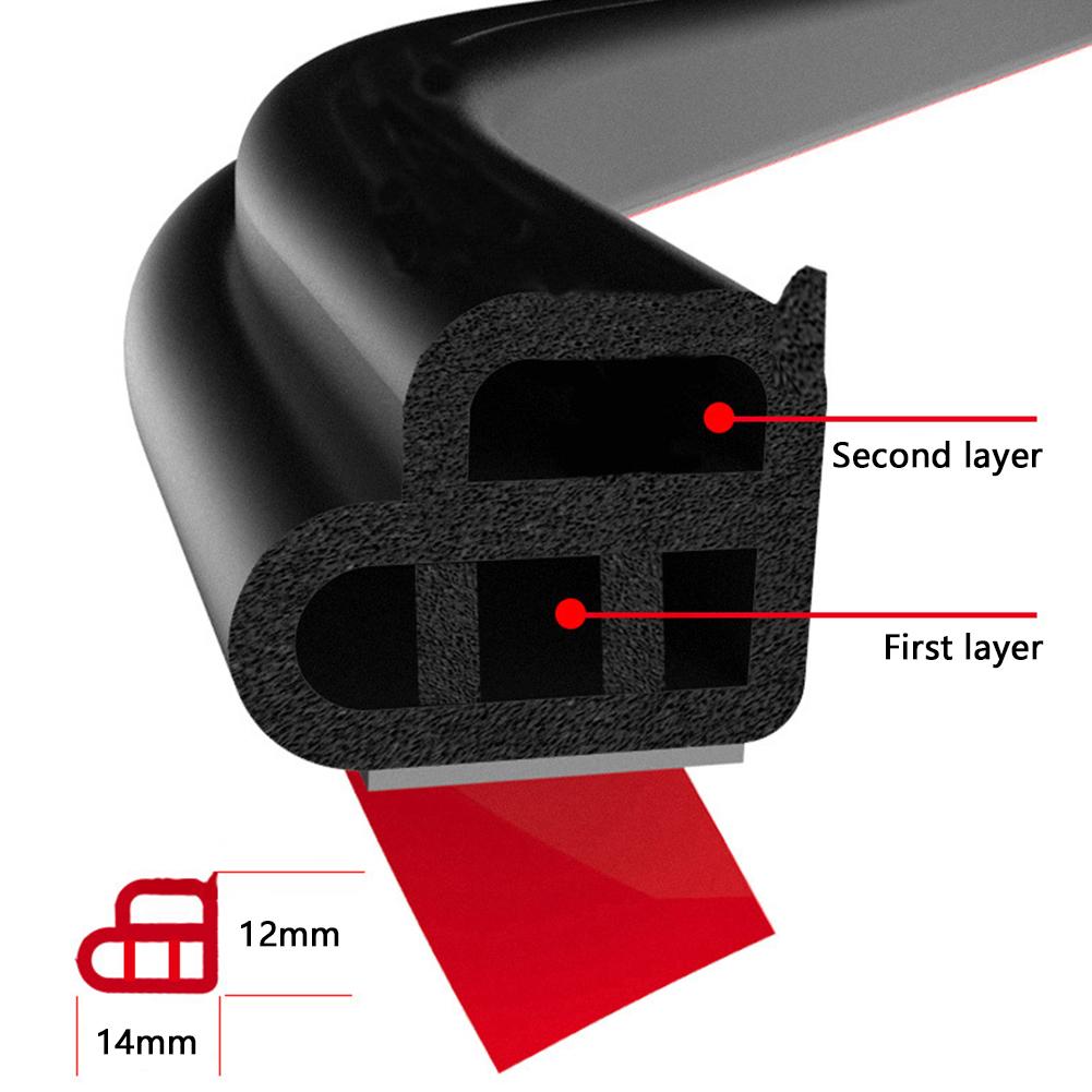 Двухслойная наклейка для уплотнения дверей автомобиля, резиновые уплотнительные полосы, звукоизоляционная прокладка для двери багажника, L-образная шумоизоляционная полоса