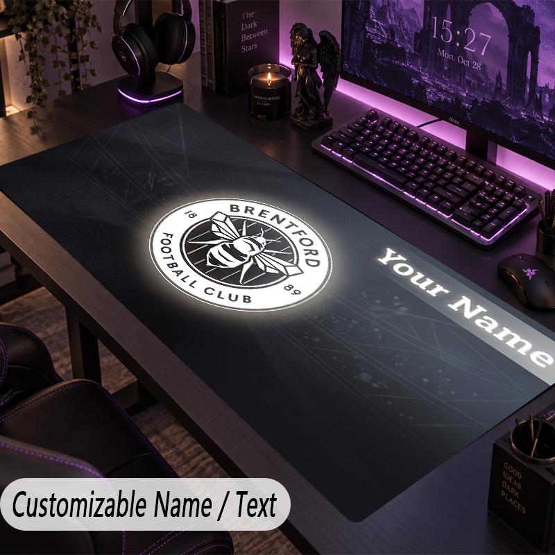 Custom Text Big Mousepad, Extended Desk Pad For Laptop Work GameBrentford Football