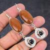 Red Sunstone, Onyx Gemstone Handmade 925 Sterling Silver Earring 3.15" L8r62