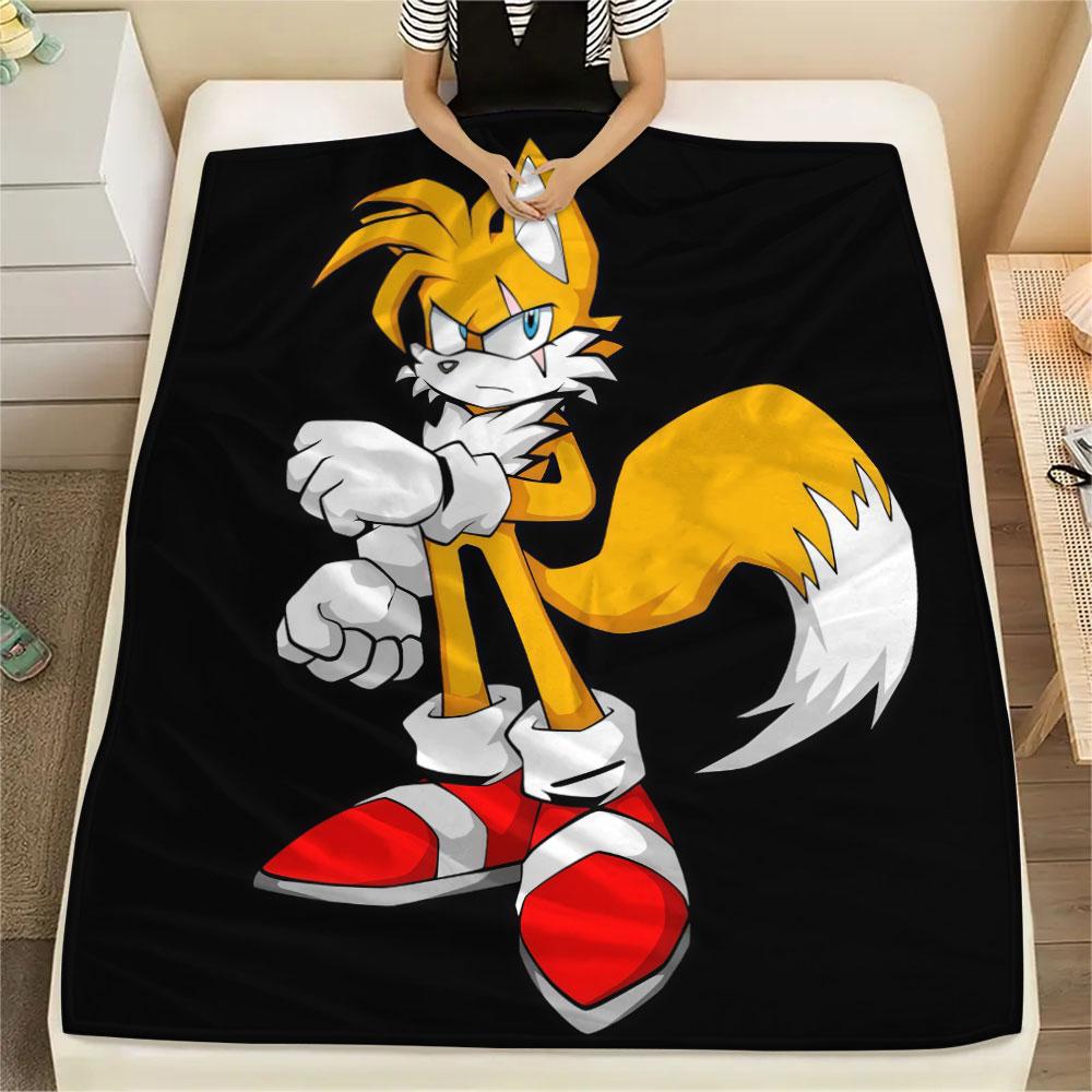 Tails Sonic Super Form Flannel Blanket, Birthday & Holiday Gift, Tails Lover Throw for Home Decor.chl