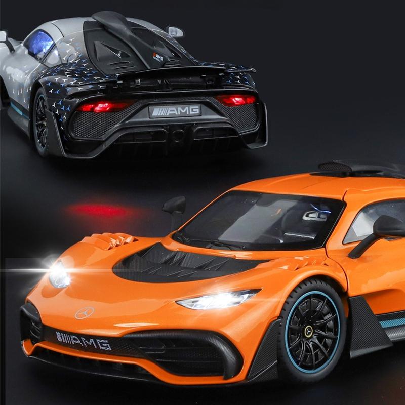 1/18 масштаб Benzs One Alloy Sports Car Model Diecasts Metal Concept Racing Vehicles Car Model Sound and Light Simulation Kids Toys Gift