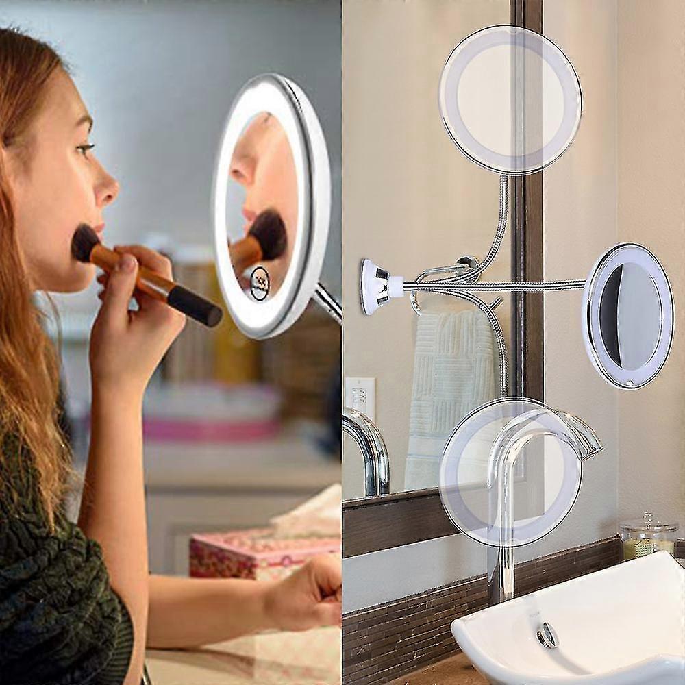Flexible Gooseneck 10 X Magnifying Led Lighted Mirror Illuminated