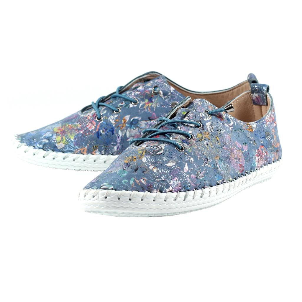 Lunar Womens/Ladies Exbury Floral Leather Plimsolls