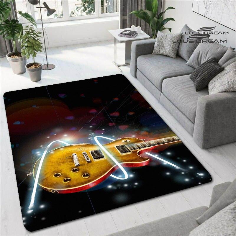 Красочные гитарные 3D печатные ковры для гостиной, нескользящие коврики, прикроватная тумбочка для спальни, современное украшение для дома, моющиеся напольные коврики