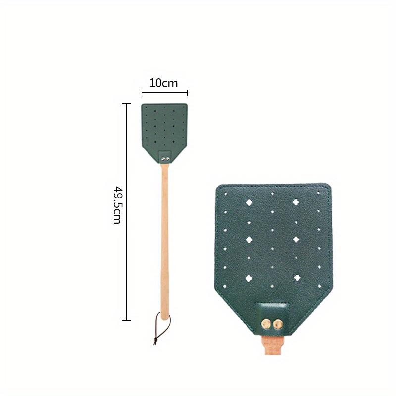 1 шт. Сверхпрочная кожаная мухобойка Коричневая кожа с длинной ручкой из бука для использования в помещении и на улице