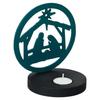 Nativity Scene Holy Family Jesus Birth Decorative Showpiece Tea Light Candle Holder (Wooden Green)| Christmas Decoration Item for Home Office