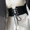Black Elastic Cummerbunds PU Leather Waist Corset Elegant Wide Belt  Girl