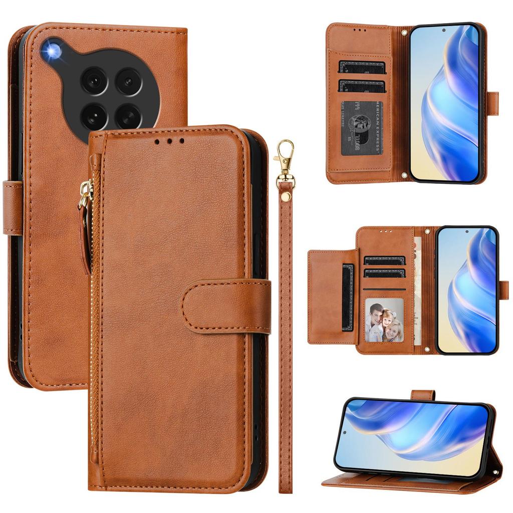 For Oppo Find X8s 5G Case Zipper Pocket Multiple Card Slots Leather Phone Cover