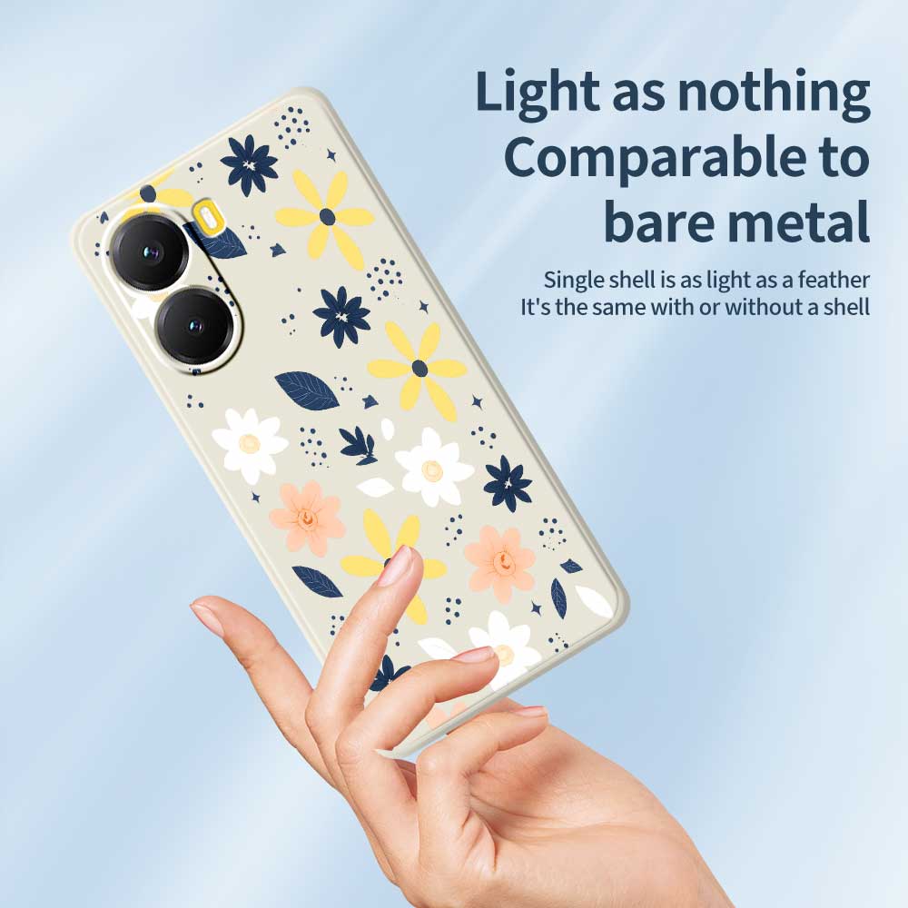 For Xiaomi Redmi Turbo 4 5G/Poco X7 Pro 5G Case Colorful Floral Blue Leaves Pattern Printing Straight Edge TPU Phone Back Cover