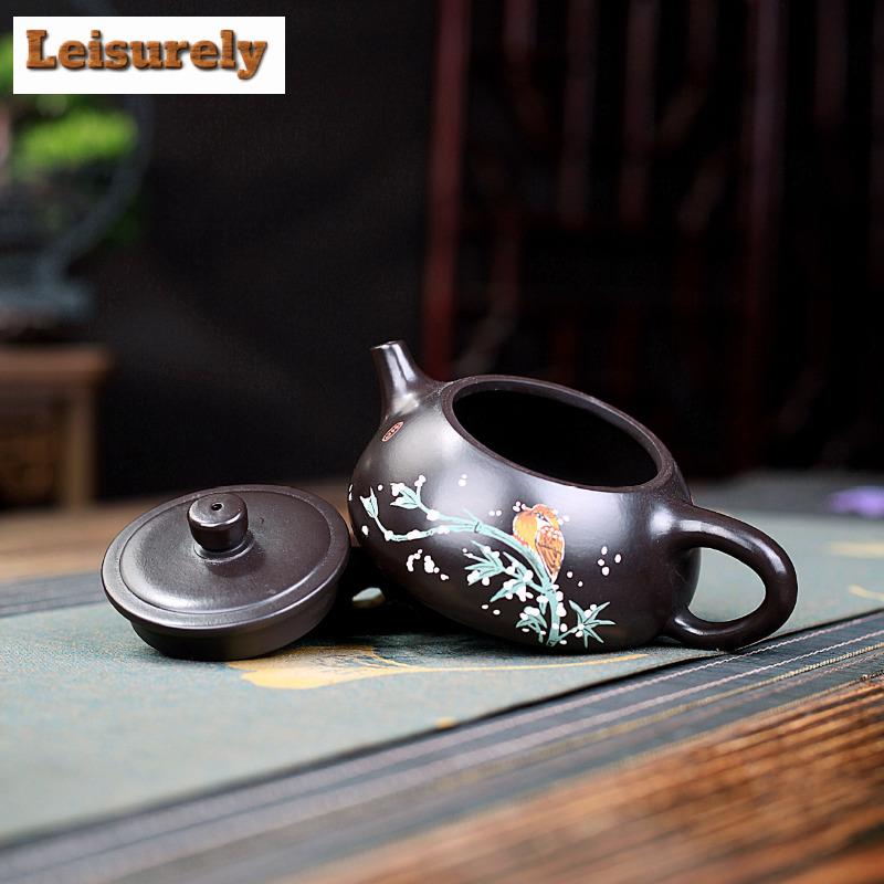 210 мл Винтажные чайники из фиолетовой глины Исин, ручная работа, крышка с заподлицо, каменный черпак, чайник для заваривания черного ила, набор для чая «Цзыша»