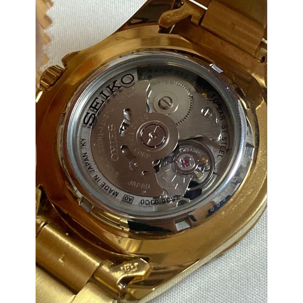 Used Rare! Scarce! SEIKO 5 SPORTS Automatic Overseas Model Gold Made in Japan SNZF22J1