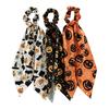 Хэллоуин Ленточный Резинка для Волос Сатиновые Резинки для Женщин, Забавная Эластичная Резинка для Волос с Принтом Тыквы, Удобная Повязка Мягкие Держатели для Хвоста, Декоративные