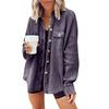 Осенняя женская мода: Пограничная куртка-рубашка с лацканами и карманами