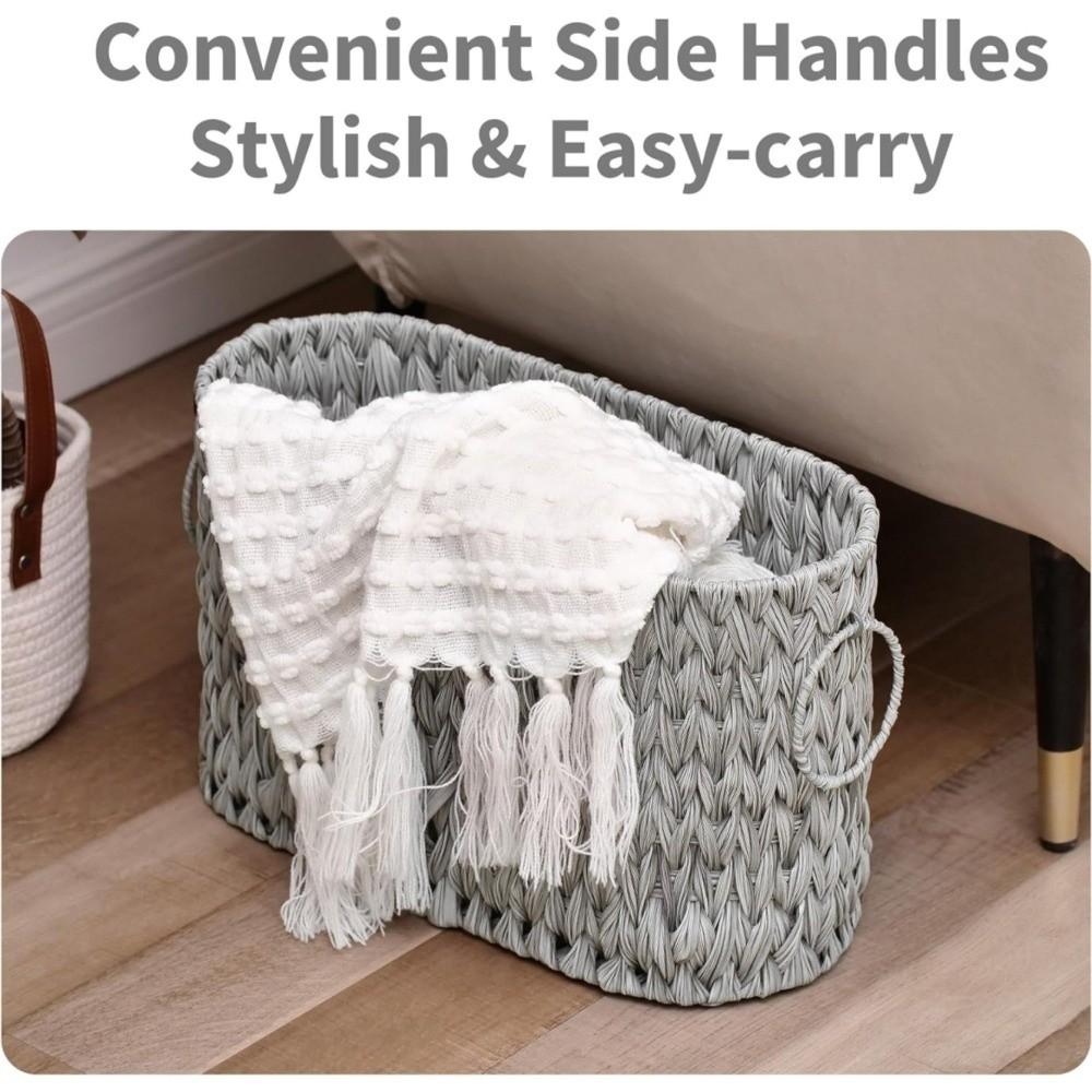 Креативная плетеная корзина для хранения туалетной бумаги с ручками, большая вместимость, корзина для хранения в ванной, корзина для хранения бытовых мелочей