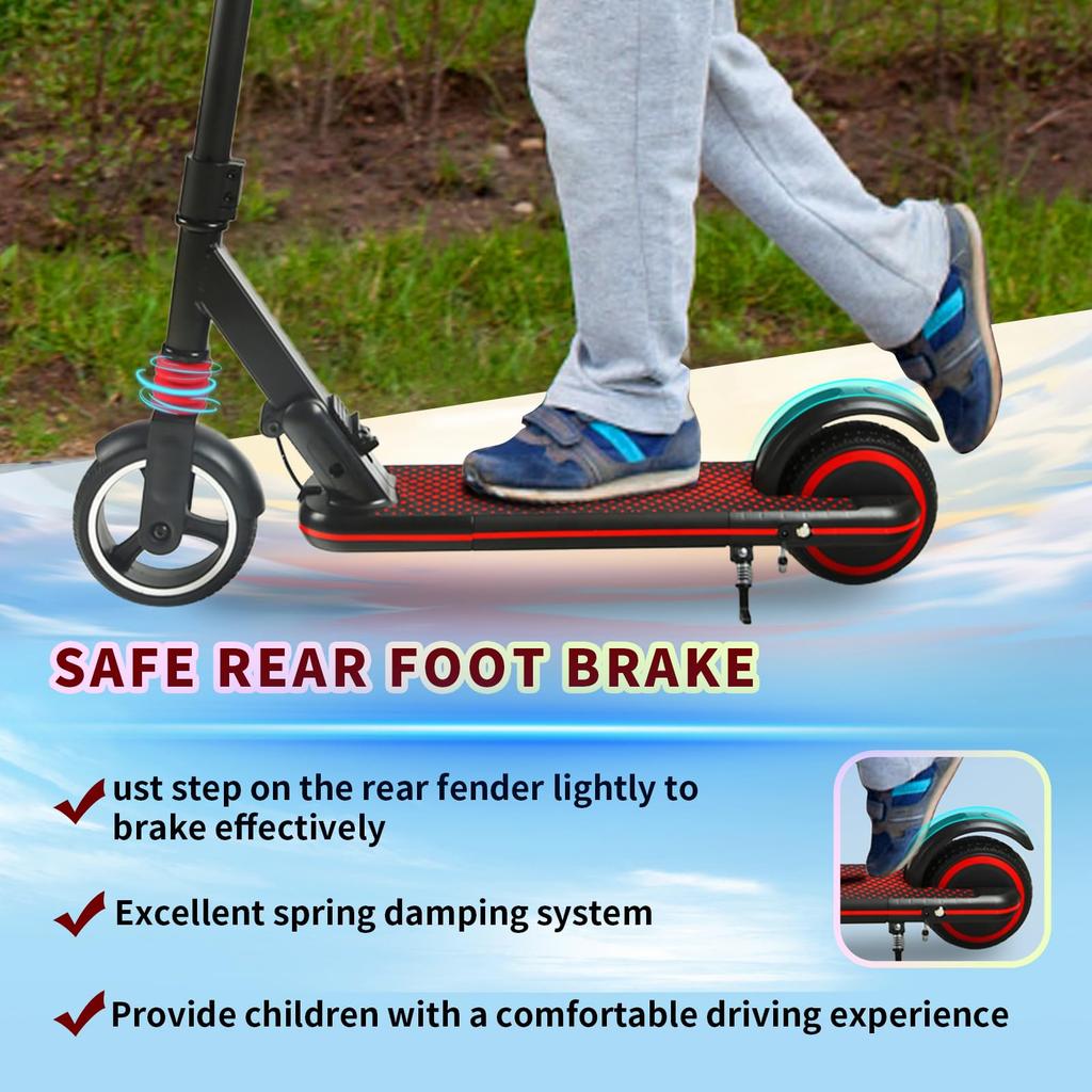 Складной электрический самокат, Детский электросамокат, 350 Вт, Двойной тормоз, Максимальная скорость 14 км/ч, для детей 6-12 лет