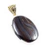 Натуральный Железный Тигровый Глаз Драгоценный Камень 925 Стерлинговое Серебро Двухцветная Подвеска 2,2" y0l46