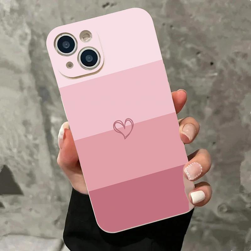 Милый Красочный Чехол-Сердечко для Телефона iPhone 17 16 15 14 13 12 11 Pro Max Mini X XS XR 7 Plus Ударопрочный Силиконовый Чехол Fundas