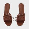 Fashion Elegant Brown Mesh Women Slippers Summer Fashion Bow Decoration Slide Sandals Sexy Peep Toe Thin High Heel Sandals Beach Shoes