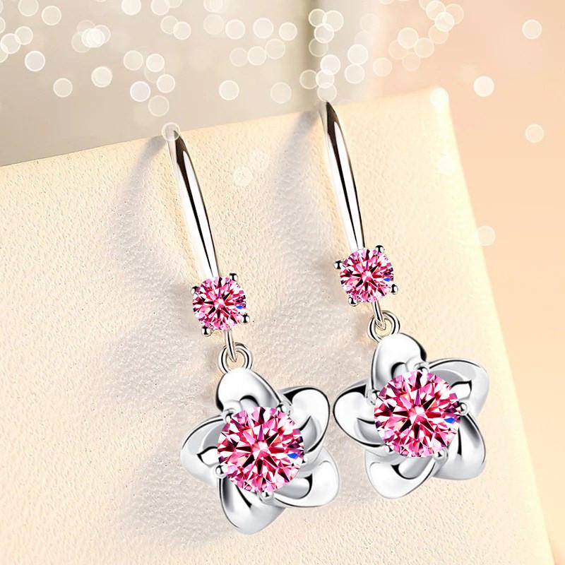 Korean Fashion Plum Flower Earrings Mountain Peony Camellia Temperament Crystal Diamond Earrings