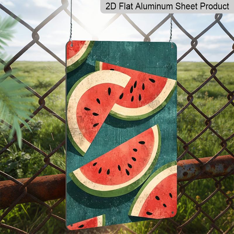 2D Flat, 1pc Vintage Watermelon Slice Metal Sign - Vintage Aluminum Wall Art, Suitable for Cafes, Restaurants, Homes, Garages, Yards, Gardens - Sweet