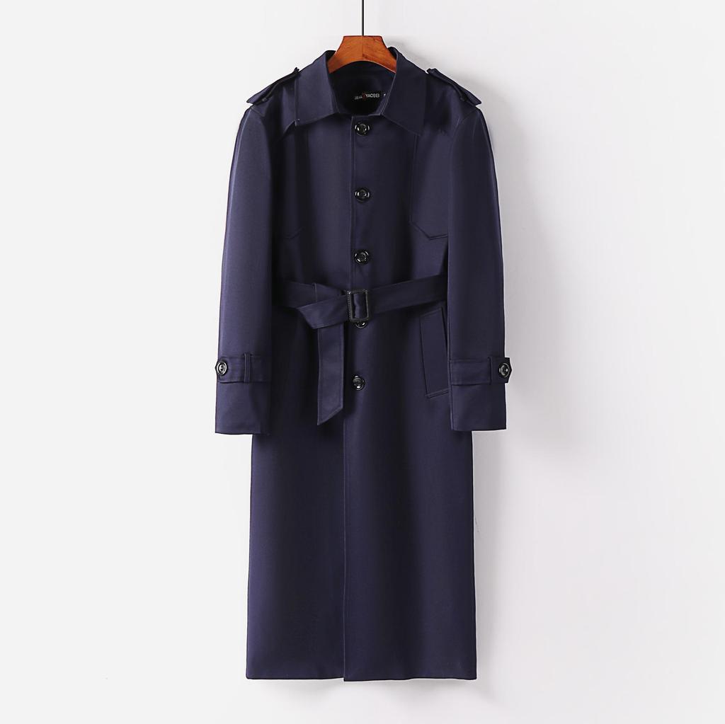 Мужской деловой длинный плащ, весна-осень-зима, однобортная британская ветровка, пальто для молодых мужчин