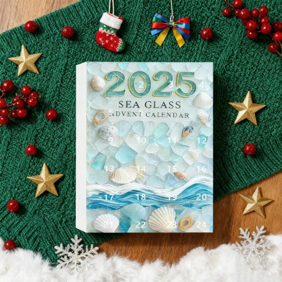 Рождественский адвент-календарь «Рождественская елка из морского стекла» 2025 24 дня Праздничный обратный отсчет