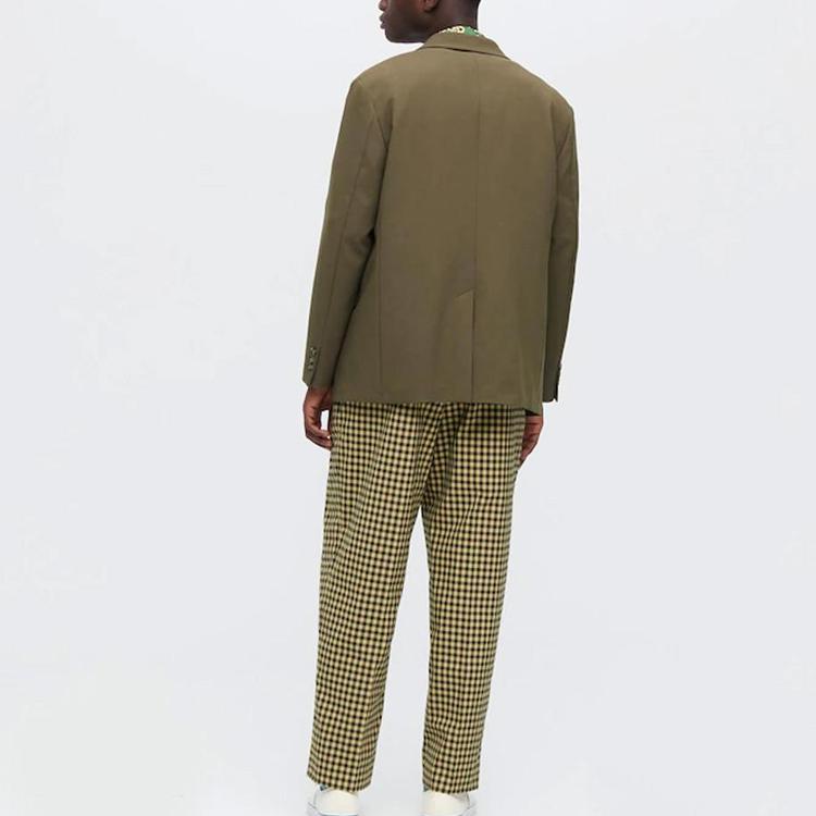 Uniqlo Широкие брюки в клетку с защипами X MARNI (Азия) Желтый Унисекс Уличная одежда 449641-42