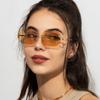 Retro Women Y2k Rimless Polygon Sunglasses Fashion Shades Square Cutting Lens Ladies Octagon Frameless Eyeglasses