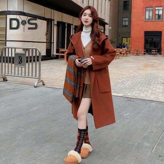 Женское зимнее пальто с капюшоном и карманами, однотонный кардиган с открытой строчкой, пальто средней длины, термобелье с длинными рукавами, зимнее пальто для поездок на работу и свиданий